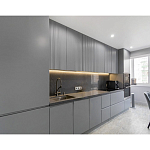 Прямой серый кухонный гарнитур с фрезерованным фасадом Idelle Kitchen Set варинант исполнения - 3 | Loft Concept в Новосибирске