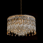 Люстра круглая с хрустальными подвесками на золотистом каркасе Roul Crystal Light варинант исполнения - 4 | Loft Concept в Новосибирске