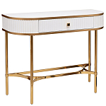 Консоль с ящиком белая с золотом Textured White Console with Gold варинант исполнения - 1 | Loft Concept в Новосибирске