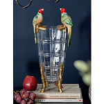 Ваза из прозрачного стекла с бронзовыми ножками и фигурками попугаев Eden Garden porcelain and bronze варинант исполнения - 1 | Loft Concept в Новосибирске