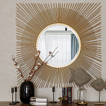 Зеркало-солнце круглое с золотыми лучам Sunrise варинант исполнения - 2 | Loft Concept в Новосибирске