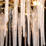 Люстра золотого цвета с декоративными ветками и длинными прозрачными стеклянными подвесами в форме сосулек Droplet Chandelier варинант исполнения - 5 | Loft Concept в Новосибирске