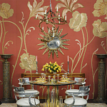 Обои с вышивкой ручной работы Deco Flowers Original colourway on wool sateen варинант исполнения - 1 | Loft Concept в Новосибирске