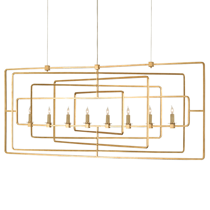 Люстра золотая из пересекающихся прямоугольных элементов Thin Intersecting Rectangles Золотой в Новосибирске | Loft Concept 