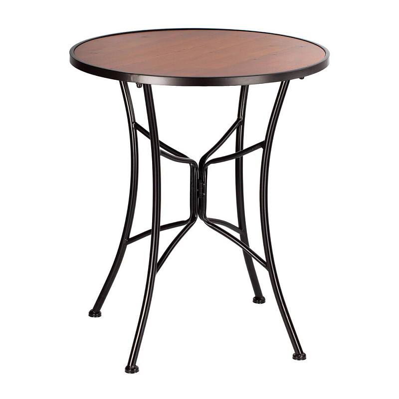 Столик приставной с круглой столешницей на металлическом черном основании Scenical Table Черный Коричневый в Новосибирске | Loft Concept 