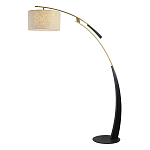 Торшер с изогнутой черной металлической ножкой и цилиндрическим абажуром из ткани Arched Metal Base  варинант исполнения - 1 | Loft Concept в Новосибирске