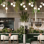 Люстра на штанге с 4-мя белыми шарообразными плафонами Bubble Chandelier варинант исполнения - 4 | Loft Concept в Новосибирске