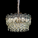 Круглая люстра с хрустальными подвесками на золотистом каркасе Gorgeous Crystal Light варинант исполнения - 1 | Loft Concept в Новосибирске