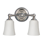 Бра для ванных комнат с 2-мя белыми плафонами в форме колокола на круглом основании цвета хром Feiss варинант исполнения - 1 | Loft Concept в Новосибирске