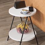 Стол приставной с 2-мя круглыми белыми столешницами ESSEL SIDE TABLE WHITE варинант исполнения - 9 | Loft Concept в Новосибирске