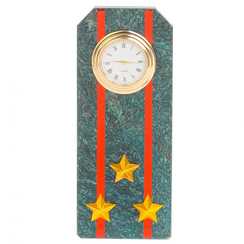 Часы погон ВС подарочные настольные из натурального камня Змеевик Military Clock Зеленый Красный Золотой Часы погон ВС подарочные настольные из натурального камня Змеевик Military Clock Зеленый Красный Золотой в Новосибирске | Loft Concept