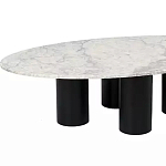 Кофейный столик овальный с мраморной столешницей на 4-х массивных ножках Demonstration of Taste варинант исполнения - 1 | Loft Concept в Новосибирске