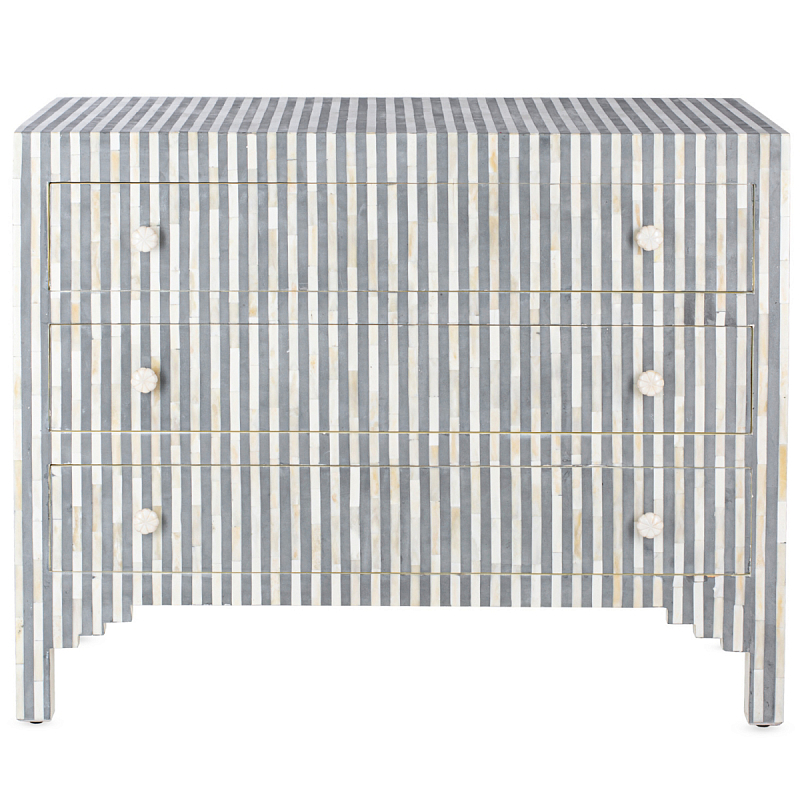 Комод серая полоса кость Bone Inlay 3 Drawer Chest - Grey Stripe ivory ( слоновая кость ) Серый Комод серая полоса кость Bone Inlay 3 Drawer Chest - Grey Stripe ivory ( слоновая кость ) Серый в Новосибирске | Loft Concept