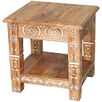 Кофейный стол из массива манго с резьбой Vallez Grey Mango Coffee Table варинант исполнения - 1 | Loft Concept в Новосибирске