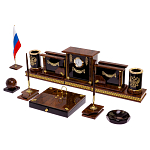 Настольный письменный набор с часами из природного камня обсидиана Royal Set варинант исполнения - 2 | Loft Concept в Новосибирске