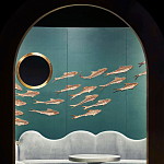 Обои с вышивкой ручной работы Deco Fish Original colourway варинант исполнения - 2 | Loft Concept в Новосибирске