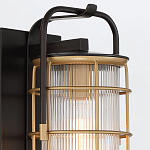 Настенный фонарь цилиндрической формы с рифленым стеклом в золотом каркасе на черном прямоугольном основании Eurofase варинант исполнения - 16 | Loft Concept в Новосибирске