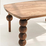 Обеденный стол деревянный с круглыми декоративными элементами на ножках Koko варинант исполнения - 4 | Loft Concept в Новосибирске