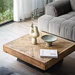 Дизайнерский журнальный стол квадратный с черным трапециевидным основанием Wokab варинант исполнения - 2 | Loft Concept в Новосибирске