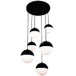 Каскадный светильник с 6-ю плафонами шары Ponzio Flos Cascade  Black Sphere Hanging Lamp варинант исполнения - 1 | Loft Concept в Новосибирске