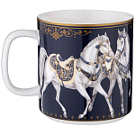 Кружка из фарфора синяя с изображением лошадей 400 мл Porcelain Horse Set варинант исполнения - 1 | Loft Concept в Новосибирске