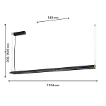 Подвесной светильник линейный вытянутой формы с черным матовым корпусом и золотистыми акцентами Line Pendant варинант исполнения - 1 | Loft Concept в Новосибирске