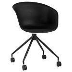 Офисное кресло из пластика с мягким сиденьем Eggshell Black варинант исполнения - 1 | Loft Concept в Новосибирске