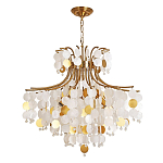 Люстра подвесная с белыми и золотыми круглыми подвесками Диаметр 70 см SHELL Chandelier варинант исполнения - 1 | Loft Concept в Новосибирске
