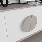 Комод бежево-белый с 4-мя дверцами c декором в виде бежевого круглого элемента на фасаде GORA CONSOLE 180CM LIGHT MOCHA варинант исполнения - 4 | Loft Concept в Новосибирске