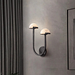 Бра с 2-мя мраморными плафонами на черном корпусе Light Warm Light варинант исполнения - 2 | Loft Concept в Новосибирске