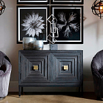 Тумба черная из дерева двухдверная Geometric Double Door Nightstand варинант исполнения - 5 | Loft Concept в Новосибирске