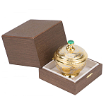 Сахарница металлическая с гравировкой и натуральным камнем Малахит в подарочной коробке Metal Stone Sugar Bowls варинант исполнения - 3 | Loft Concept в Новосибирске