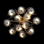 Потолочная люстра круглая ветвистыми бронзовыми элементами и стеклянными рифлеными дисками Textured Glass Chandelier варинант исполнения - 2 | Loft Concept в Новосибирске