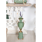 Ваза зеленого цвета из фарфора на высокой подставке с бронзовыми ручками Eden Garden porcelain and bronze варинант исполнения - 4 | Loft Concept в Новосибирске