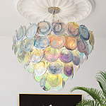 Люстра с каскадом из круглых разноцветных стеклянных дисков Mother of Pearl Iridescence варинант исполнения - 1 | Loft Concept в Новосибирске