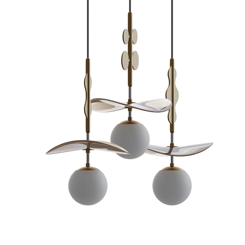Подвес Bloomy Бежевый Белый Латунь в Новосибирске | Loft Concept 