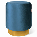 Пуф синий велюр на золотом металлическом основании Golden Belt варинант исполнения - 1 | Loft Concept в Новосибирске