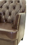 Кресло кожаное c мягкими подлокотниками на 4-х деревянных ножках из массива березы Joseph Armchair brown варинант исполнения - 3 | Loft Concept в Новосибирске