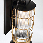 Настенный фонарь цилиндрической формы с рифленым стеклом в золотом каркасе на черном прямоугольном основании Eurofase варинант исполнения - 4 | Loft Concept в Новосибирске