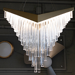 Люстра золотого цвета в форме галочки с каскадом длинных прозрачных трубок Eurofase варинант исполнения - 13 | Loft Concept в Новосибирске