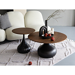 Столик журнальный с круглой деревянной столешницей на черном фактурном основании Bourgeon варинант исполнения - 5 | Loft Concept в Новосибирске