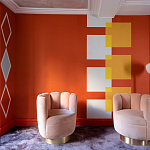 Обои ручная роспись Chez Nina by India Mahdavi Lantana colourway on Arancio dyed silk варинант исполнения - 2 | Loft Concept в Новосибирске