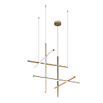 Люстра с 6-ю  пересекающимися цилиндрическими плафонами на тонких тросах Trumpet tube варинант исполнения - 2 | Loft Concept в Новосибирске