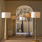 Торшер с фактурным массивным корпусом и тканевым цилиндрическим абажуром Textured Monolith варинант исполнения - 5 | Loft Concept в Новосибирске