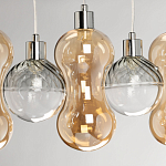 Люстра с 3-мя плафонами волнообразной формы цвета янтарь и 2-мя прозрачными шарообразными плафонами Lucid Rain  варинант исполнения - 7 | Loft Concept в Новосибирске
