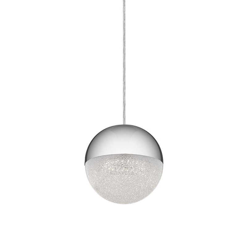 Подвесной светильник со сферическим плафоном из акрила с циркониевыми вкраплениями Kichler Хром Прозрачный в Новосибирске | Loft Concept 