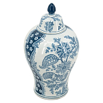 Ваза с крышкой и голубым цветочным рисунком 37 см Blue & White Ornament варинант исполнения - 1 | Loft Concept в Новосибирске