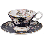 Чайный набор из фарфора темно-синий с рисунком цветов на 6 персон 12 предметов 280 мл Garden Whisper Porcelain Set  варинант исполнения - 5 | Loft Concept в Новосибирске