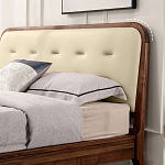 Кровать двуспальная с каркасом из дерева и мягким изголовьем Moon Walnut Bed варинант исполнения - 2 | Loft Concept в Новосибирске