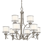 Люстра с белыми тканевыми абажурами в прозрачных стеклянных цилиндрах Kichler варинант исполнения - 1 | Loft Concept в Новосибирске
